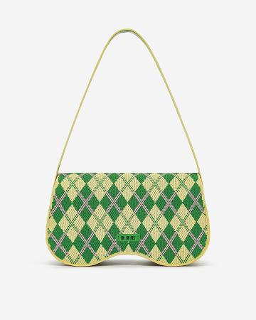 JW PEI Becci Knitted Women Shoulder Bags Yellow / Green | CA1227IS