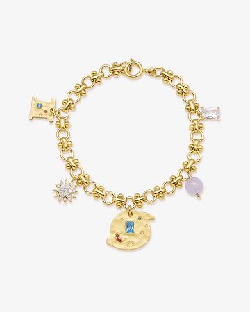 JW PEI Cosmos Round Multi Charm Bracelet Women Jewelry Gold / Multicolor | CA1415FM