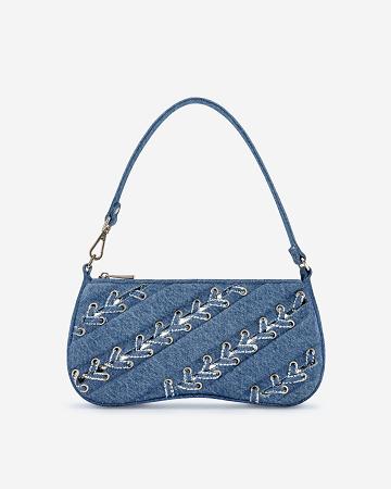 JW PEI Eva Denim Straps Classic Women Shoulder Bags Blue | CA1233FM