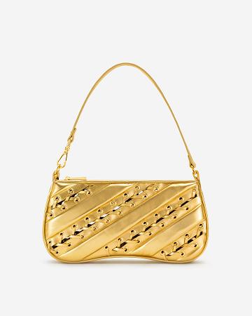 JW PEI Eva Metallic Straps Classic Women Shoulder Bags Gold | CA1237KI