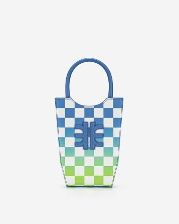 JW PEI FEI Gradient Checkerboard Women Phone Bag Blue / Green | CA1172TV