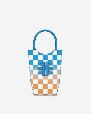 JW PEI FEI Gradient Checkerboard Women Phone Bag Blue / Orange | CA1173YU