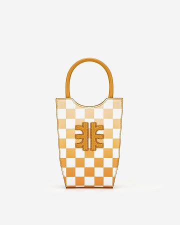 JW PEI FEI Gradient Checkerboard Women Phone Bag Orange | CA1176OR