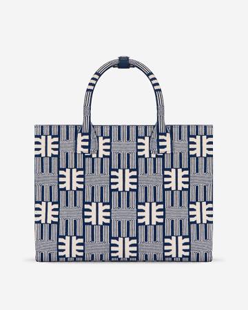 JW PEI FEI Jacquard Knit Medium Women Tote Bags Navy | CA1342LH