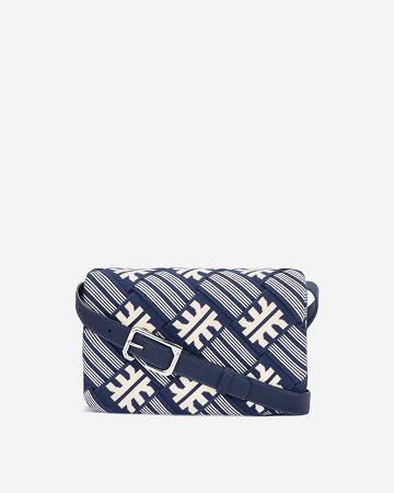 JW PEI FEI Maze Jacquard Knit Women Crossbody Bags Navy / White | CA1022AP