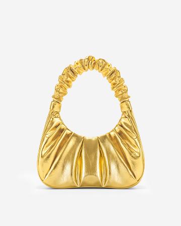 JW PEI Gabbi Metallic Ruched Hobo Women Shoulder Bags Gold | CA1280OR