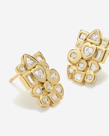 JW PEI Geometrical Combination Earrings Women Jewelry Gold / White | CA1431RW