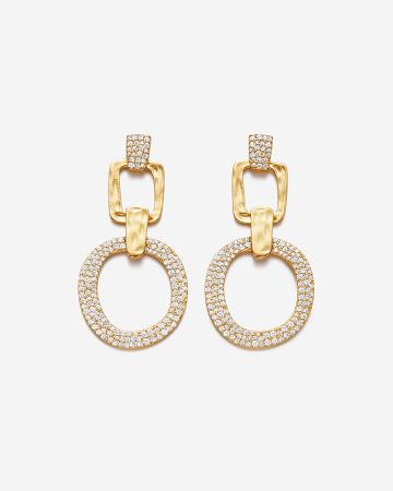 JW PEI Geometrical Openwork Round Earrings Women Jewelry Gold / White | CA1439SO