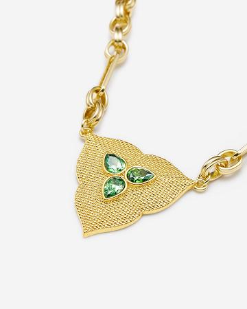 JW PEI Leaf Pendant Necklace Women Jewelry Gold / Green | CA1455WY