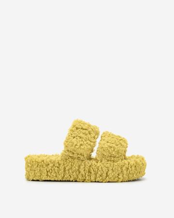 JW PEI Lexi Faux Fur Platform Sandal Women Shoes Yellow | CA1486UT