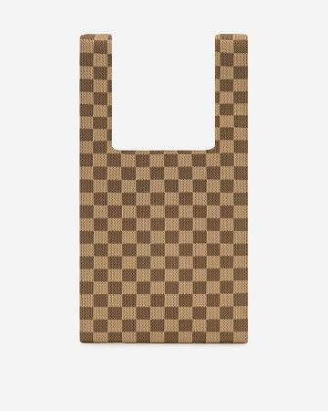 JW PEI Shea Checkerboard Knitted Women Tote Bags Brown | CA1352EX