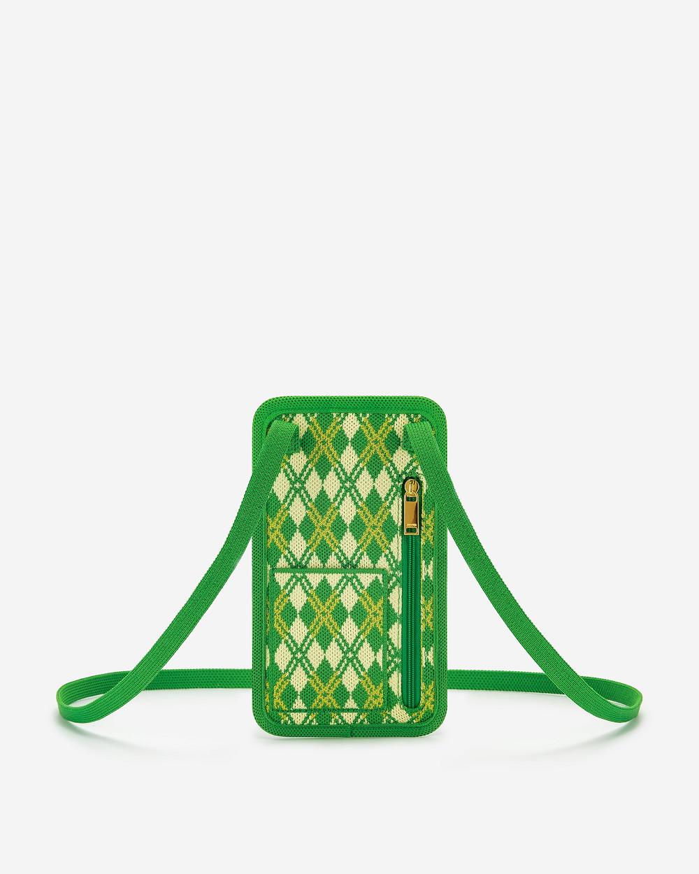 JW PEI Aylin Knitted Women Phone Bag Green / Yellow | CA1159KI