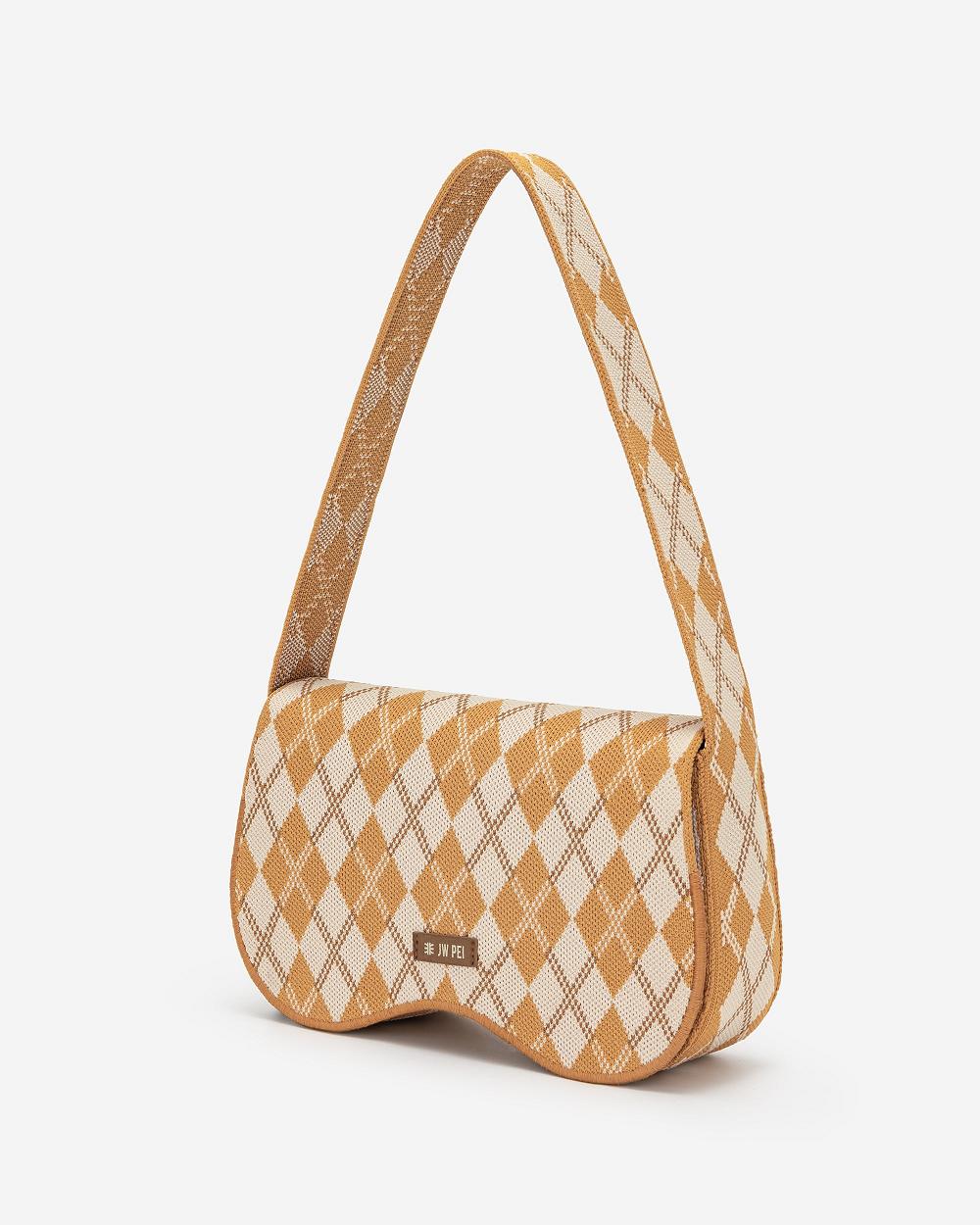 JW PEI Becci Knitted Women Shoulder Bags Orange / White | CA1221WY