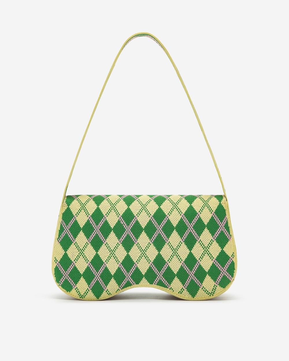 JW PEI Becci Knitted Women Shoulder Bags Yellow / Green | CA1227IS