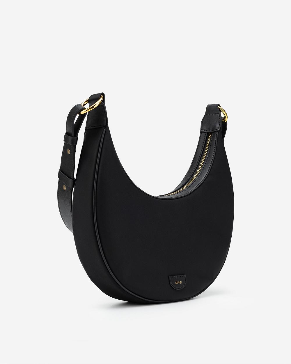 JW PEI Carly Nylon Saddle Women Crossbody Bags Black | CA1004LH