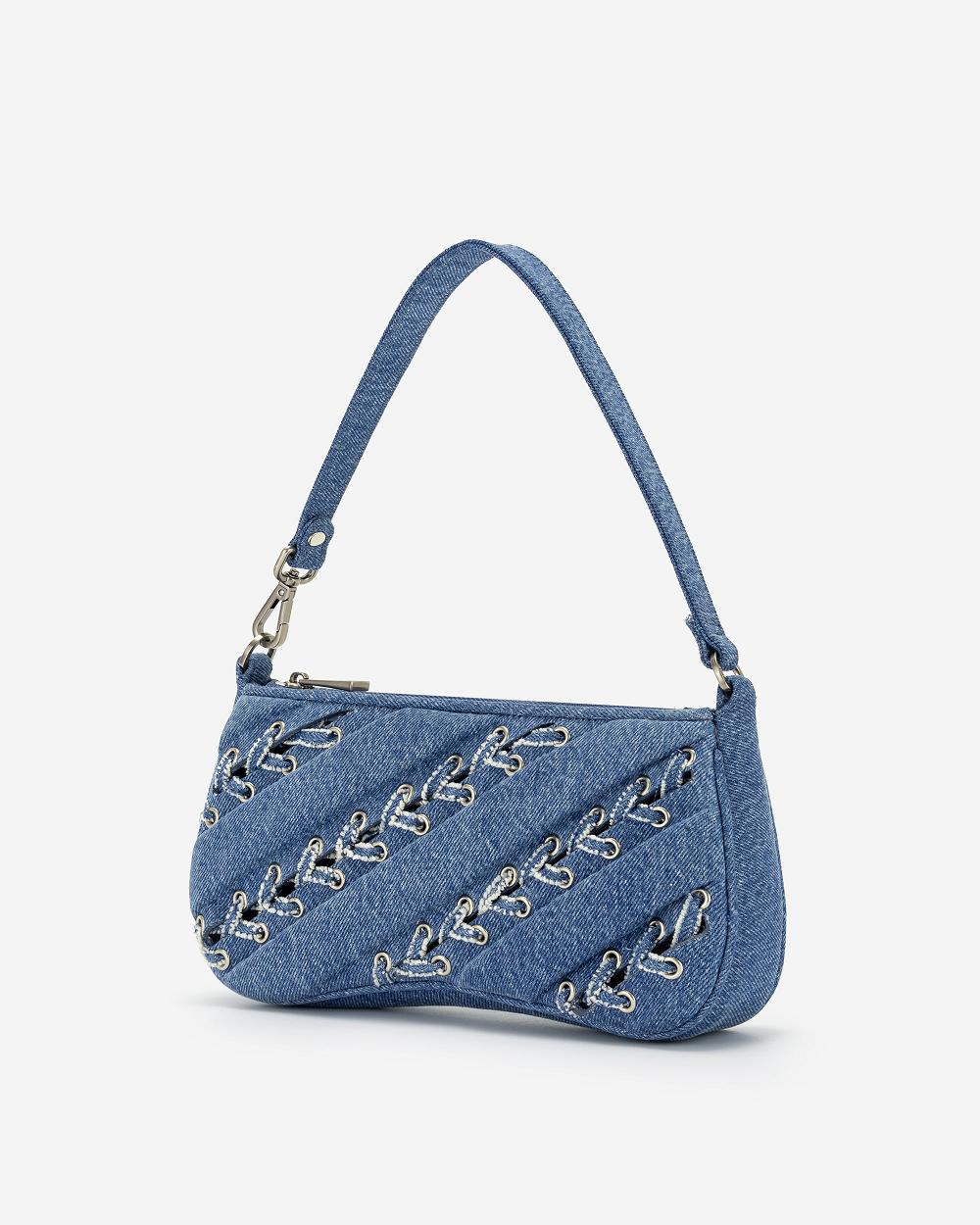 JW PEI Eva Denim Straps Classic Women Shoulder Bags Blue | CA1233FM