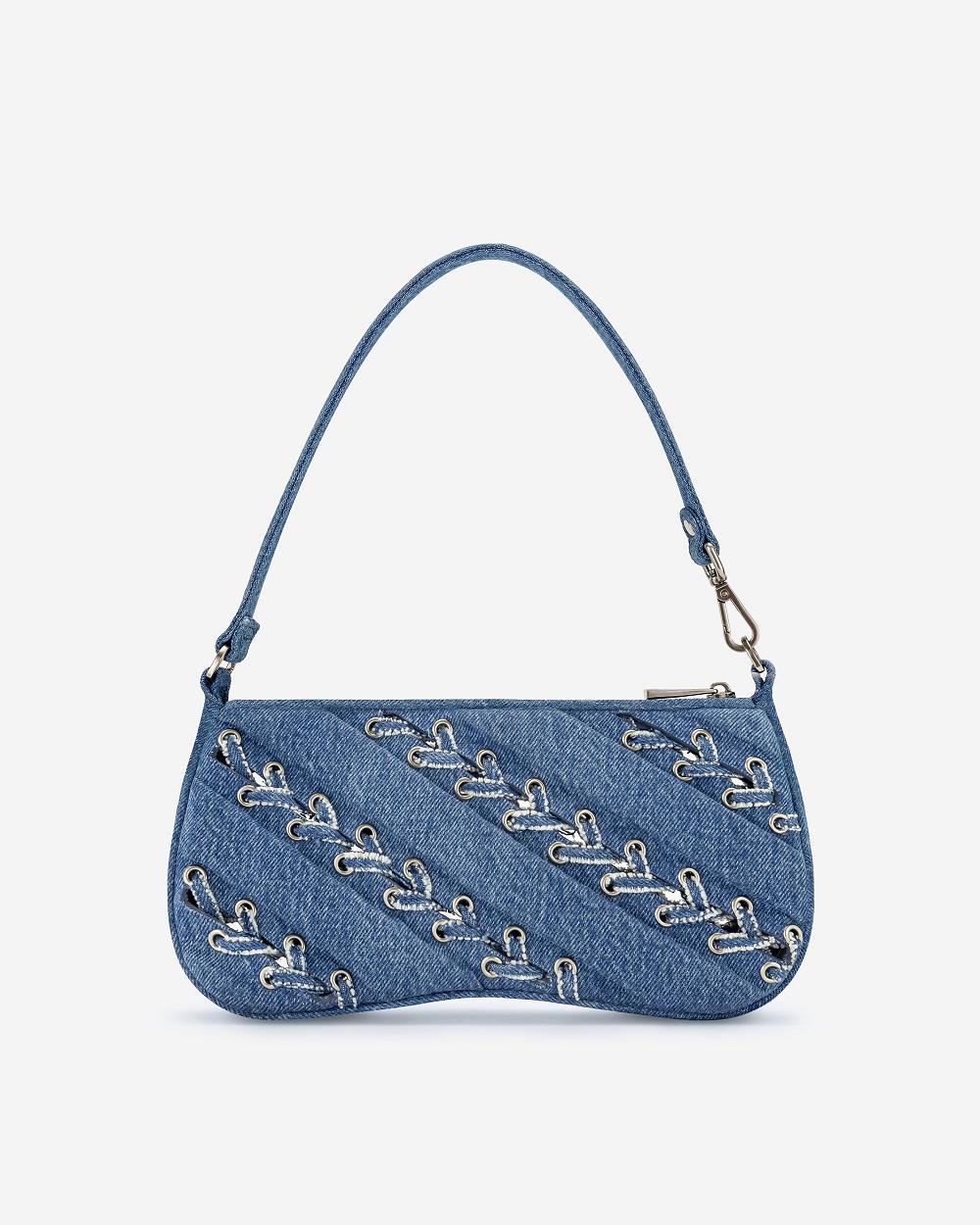 JW PEI Eva Denim Straps Classic Women Shoulder Bags Blue | CA1233FM