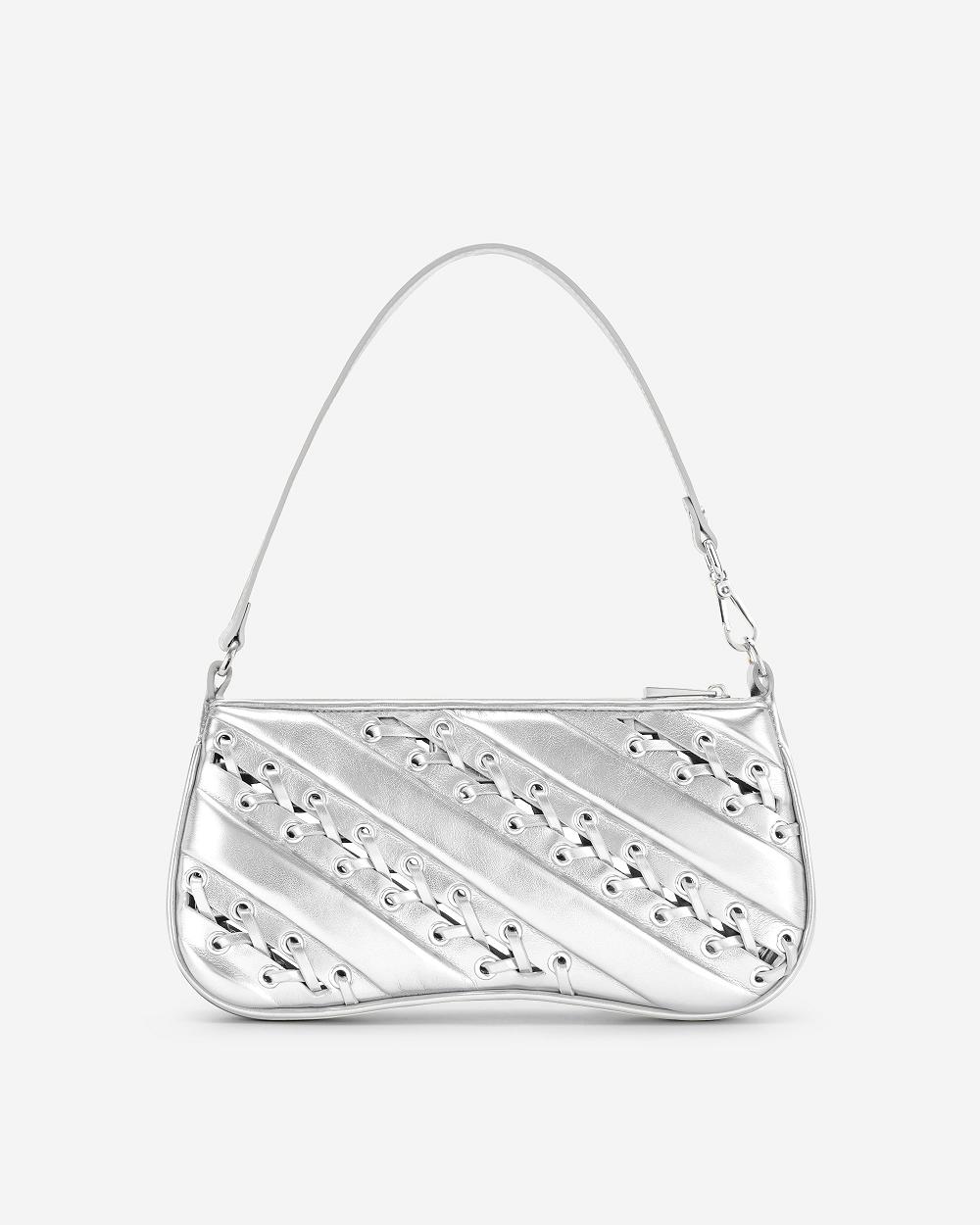 JW PEI Eva Metallic Straps Classic Women Shoulder Bags Silver | CA1236JJ