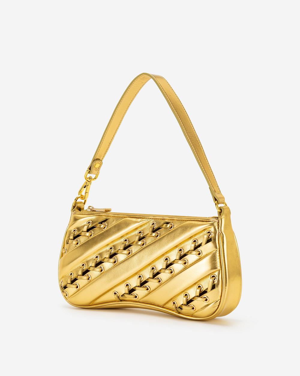 JW PEI Eva Metallic Straps Classic Women Shoulder Bags Gold | CA1237KI