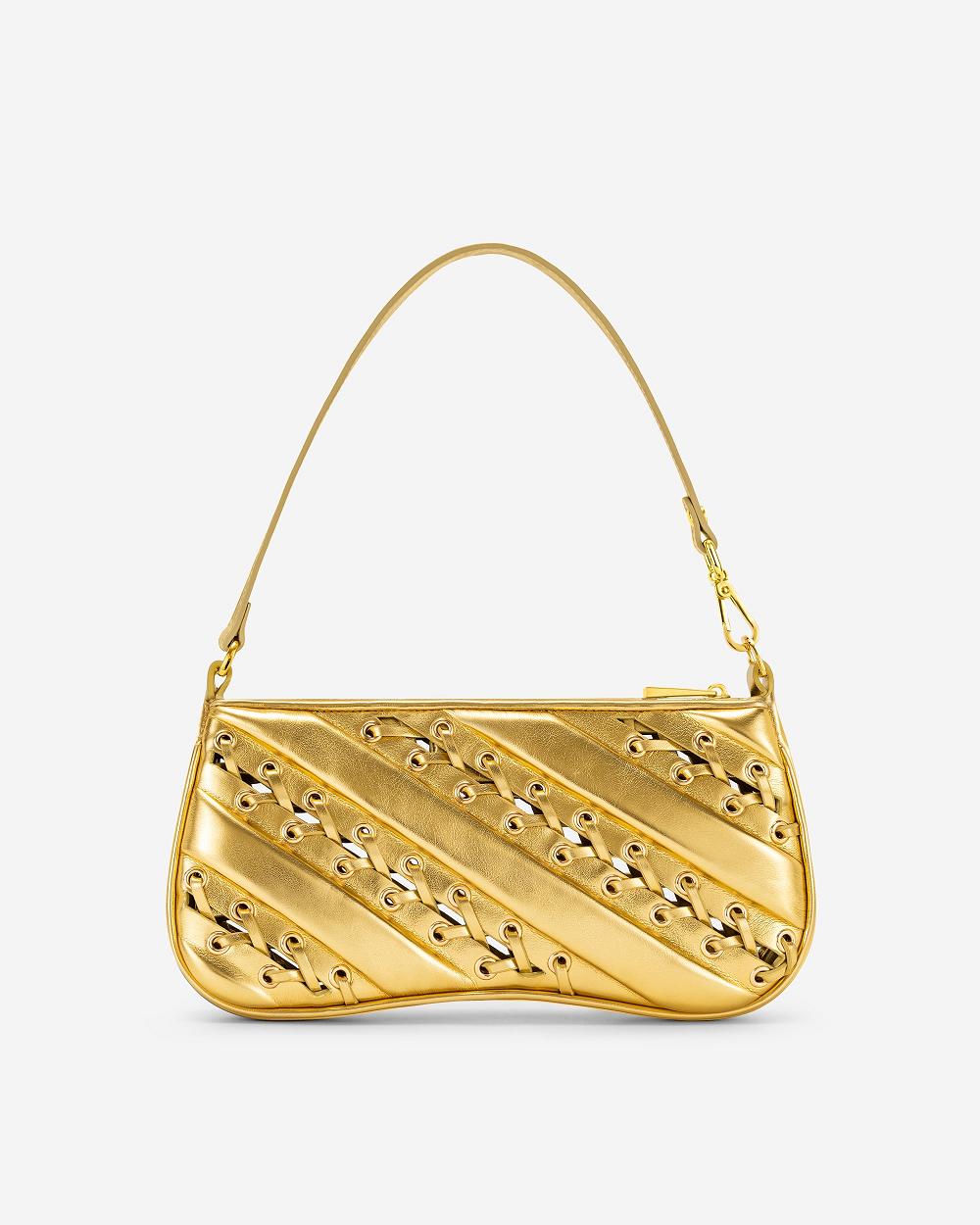 JW PEI Eva Metallic Straps Classic Women Shoulder Bags Gold | CA1237KI