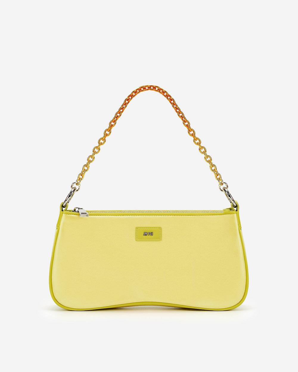 JW PEI Eva Satin Gradient Chain Women Shoulder Bags Yellow | CA1244NB