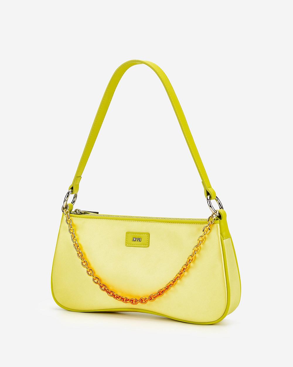 JW PEI Eva Satin Gradient Chain Women Shoulder Bags Yellow | CA1244NB