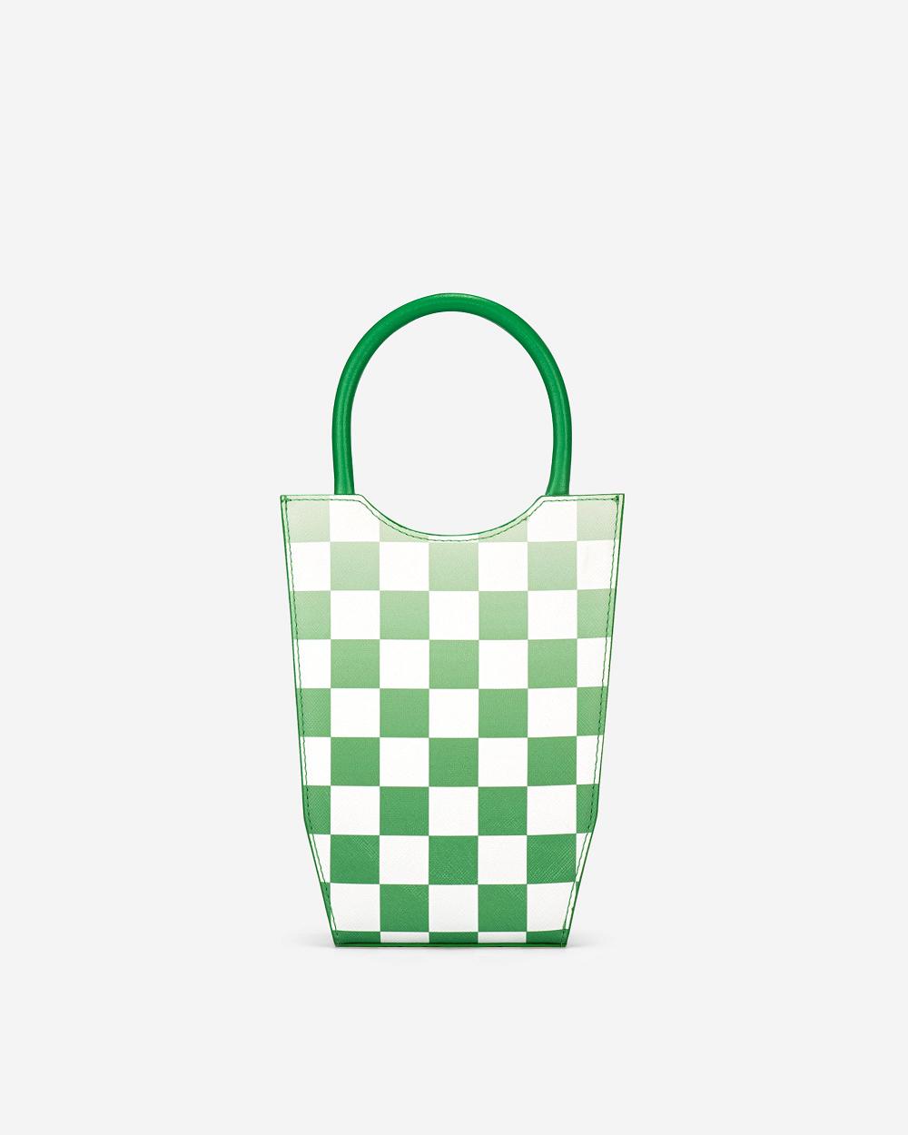 JW PEI FEI Gradient Checkerboard Women Phone Bag Green | CA1178AP