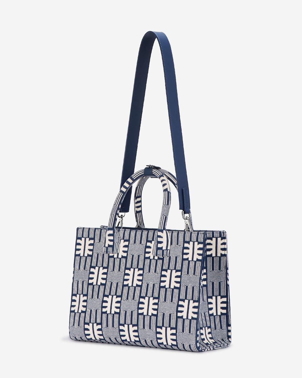 JW PEI FEI Jacquard Knit Medium Women Tote Bags Navy | CA1342LH