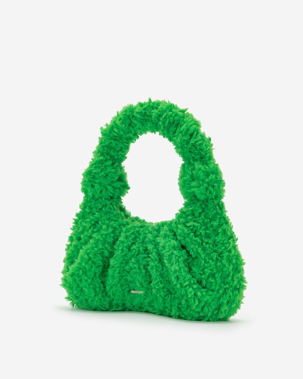 JW PEI Gabbi Faux Fur Hobo Women Handbag Green | CA1095YU