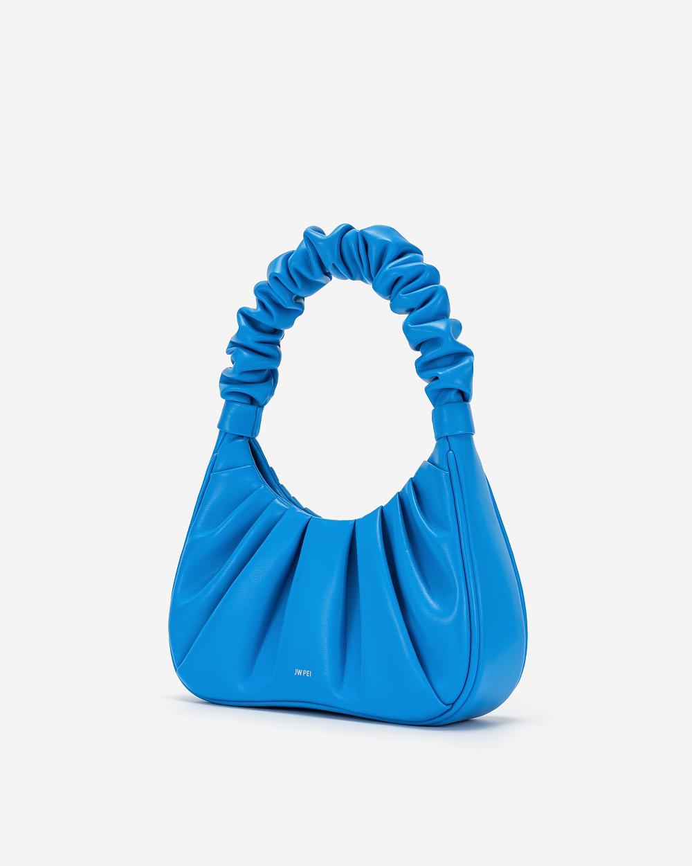 JW PEI Gabbi Ruched Hobo Women Shoulder Bags Blue | CA1286GL