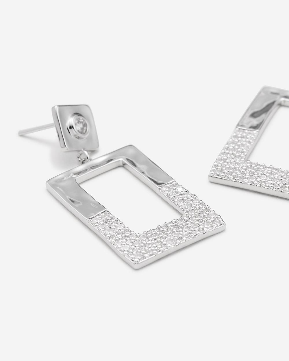 JW PEI Geometrical Openwork Rectangle Earrings Women Jewelry Silver | CA1432TV