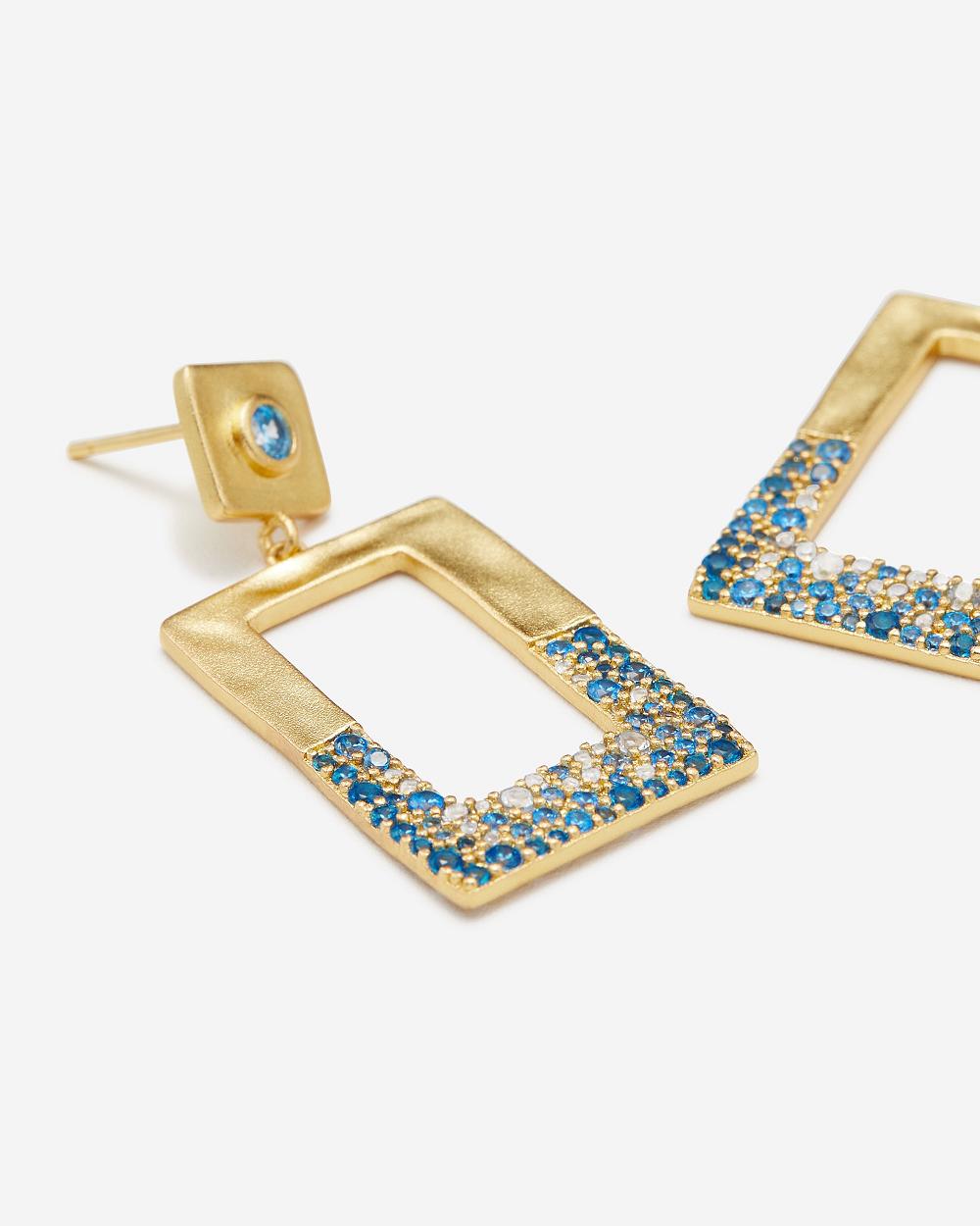 JW PEI Geometrical Openwork Rectangle Earrings Women Jewelry Gold / Blue | CA1433YU