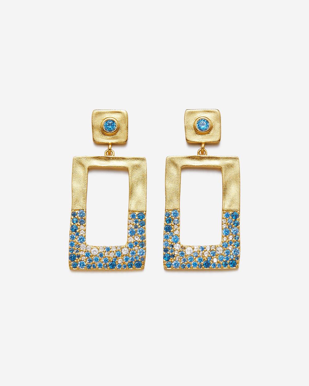 JW PEI Geometrical Openwork Rectangle Earrings Women Jewelry Gold / Blue | CA1433YU