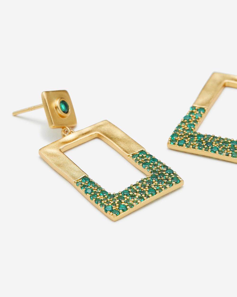 JW PEI Geometrical Openwork Rectangle Earrings Women Jewelry Gold / Green | CA1434UT