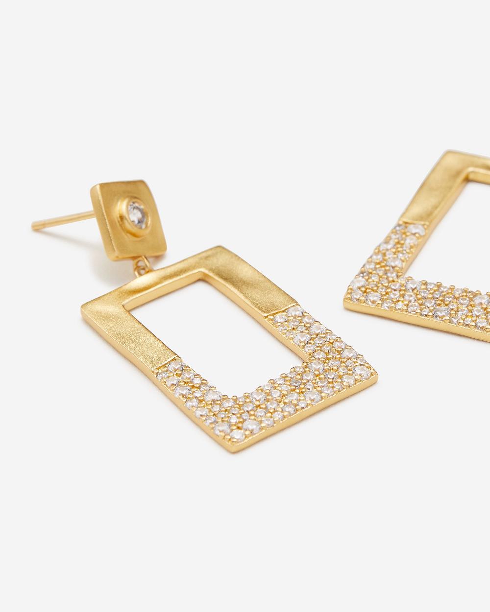 JW PEI Geometrical Openwork Rectangle Earrings Women Jewelry Gold / White | CA1435IS