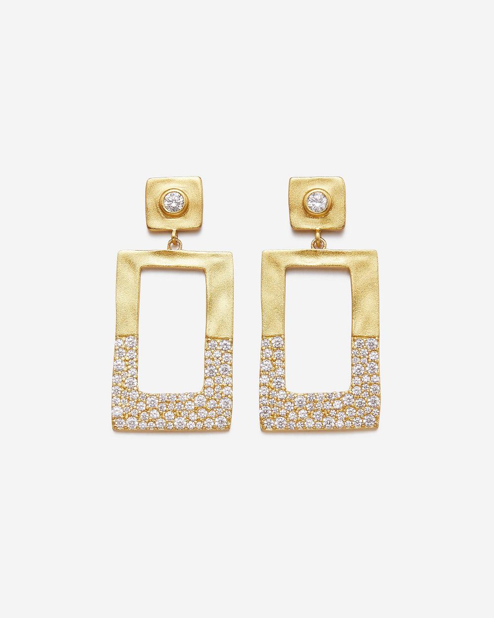 JW PEI Geometrical Openwork Rectangle Earrings Women Jewelry Gold / White | CA1435IS