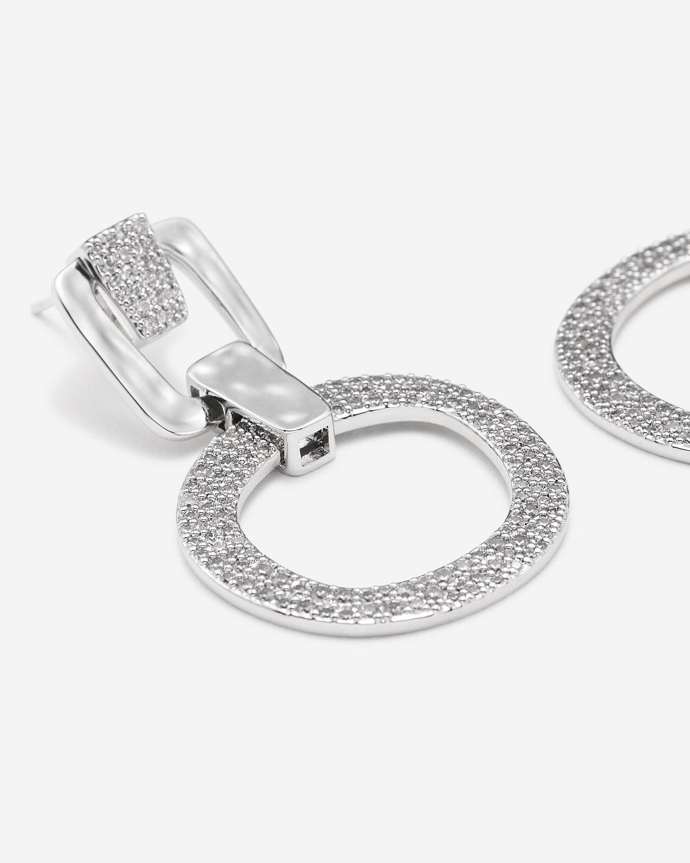 JW PEI Geometrical Openwork Round Earrings Women Jewelry White / Silver | CA1436OR