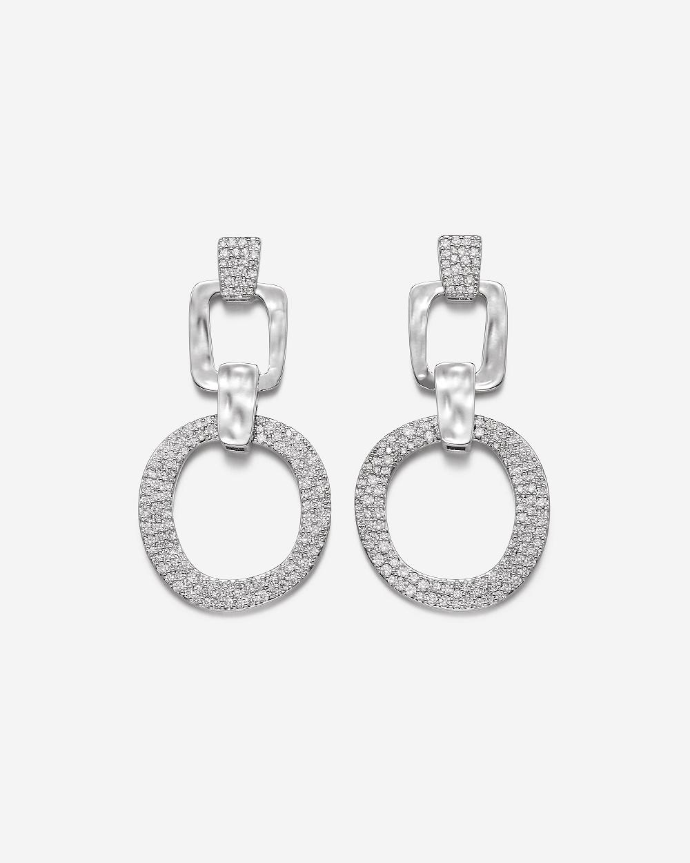 JW PEI Geometrical Openwork Round Earrings Women Jewelry White / Silver | CA1436OR