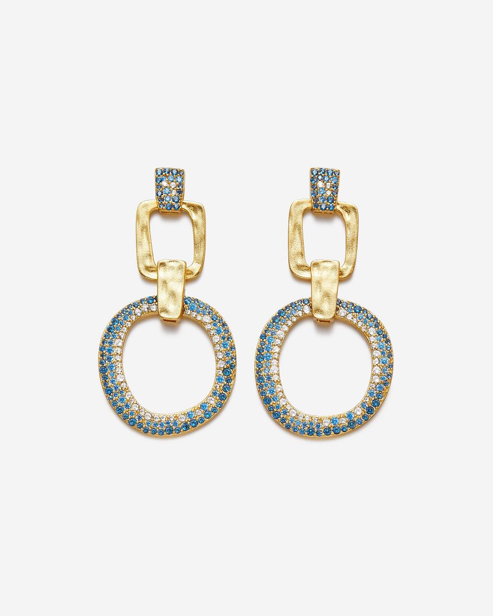 JW PEI Geometrical Openwork Round Earrings Women Jewelry Gold / Blue | CA1437PQ