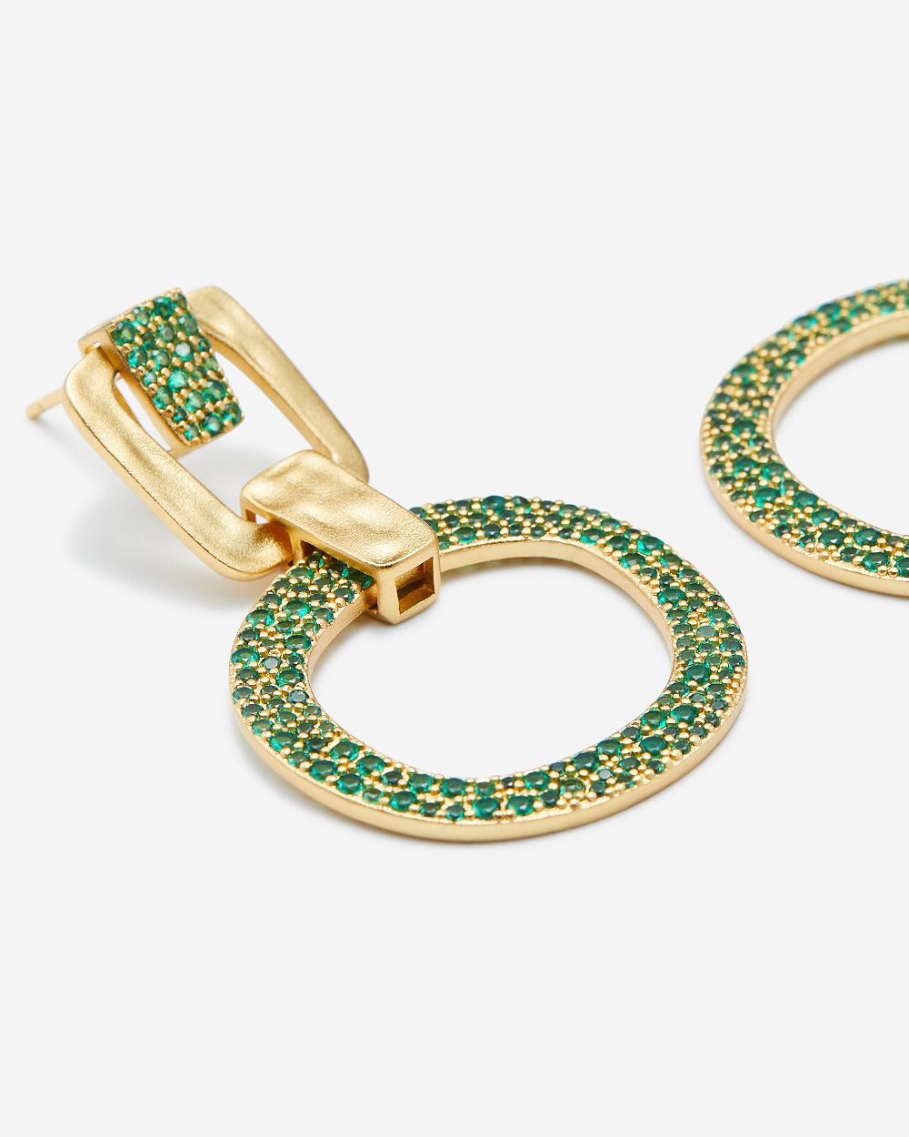 JW PEI Geometrical Openwork Round Earrings Women Jewelry Gold / Green | CA1438AP