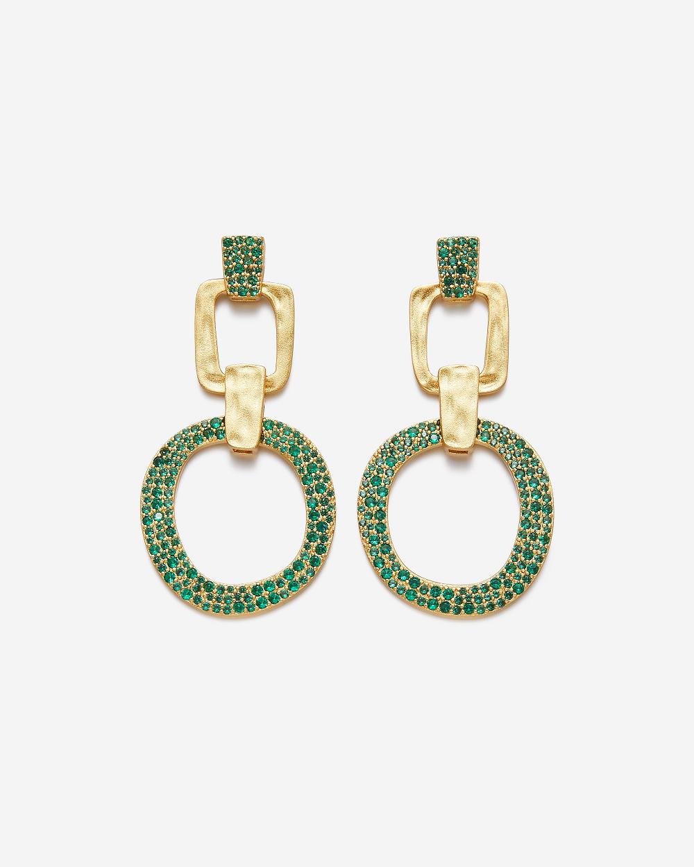 JW PEI Geometrical Openwork Round Earrings Women Jewelry Gold / Green | CA1438AP