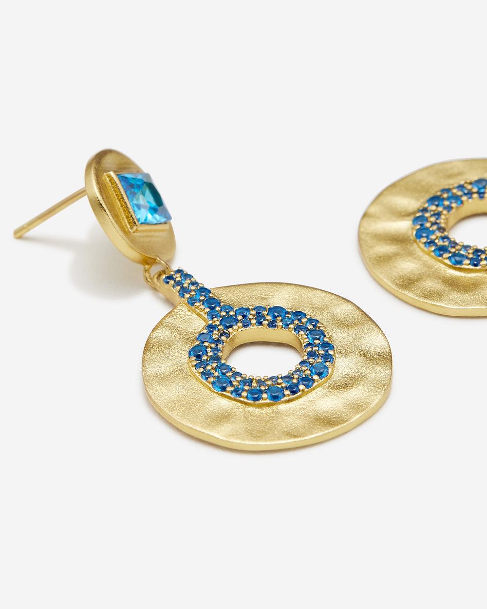 JW PEI Geometrical Openwork Small Round Earrings Women Jewelry Gold / Blue | CA1441FM