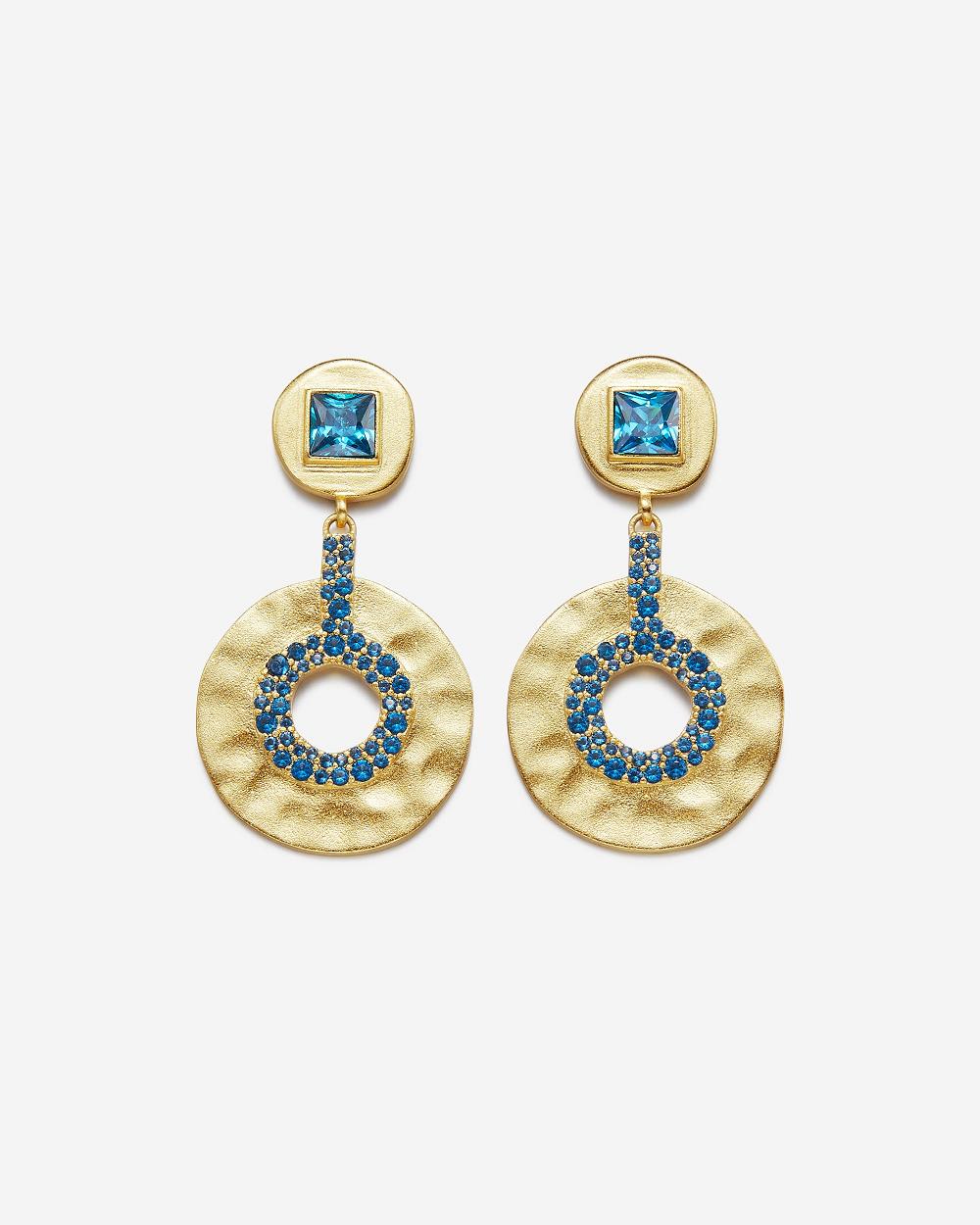 JW PEI Geometrical Openwork Small Round Earrings Women Jewelry Gold / Blue | CA1441FM