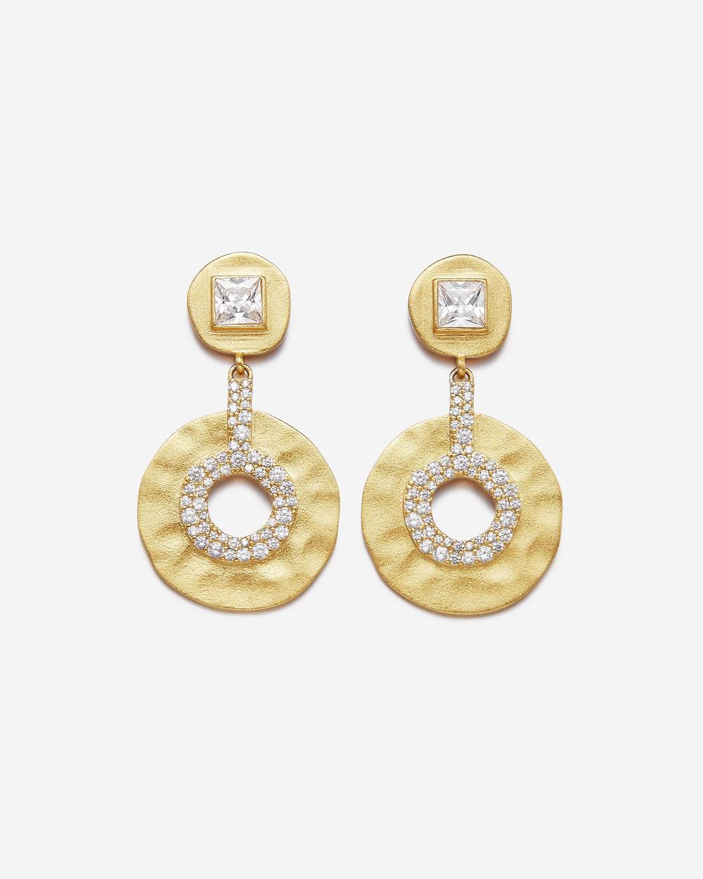 JW PEI Geometrical Openwork Small Round Earrings Women Jewelry Gold / White | CA1443HK