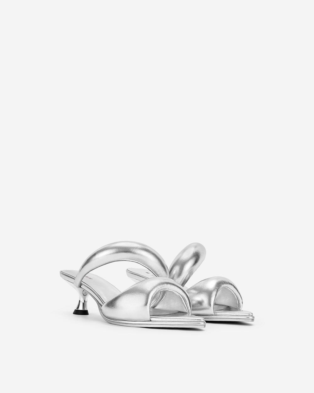 JW PEI JW PEI Sara Mule Women Shoes Silver | CA1485YU