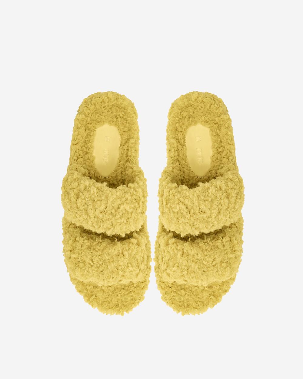 JW PEI Lexi Faux Fur Platform Sandal Women Shoes Yellow | CA1486UT