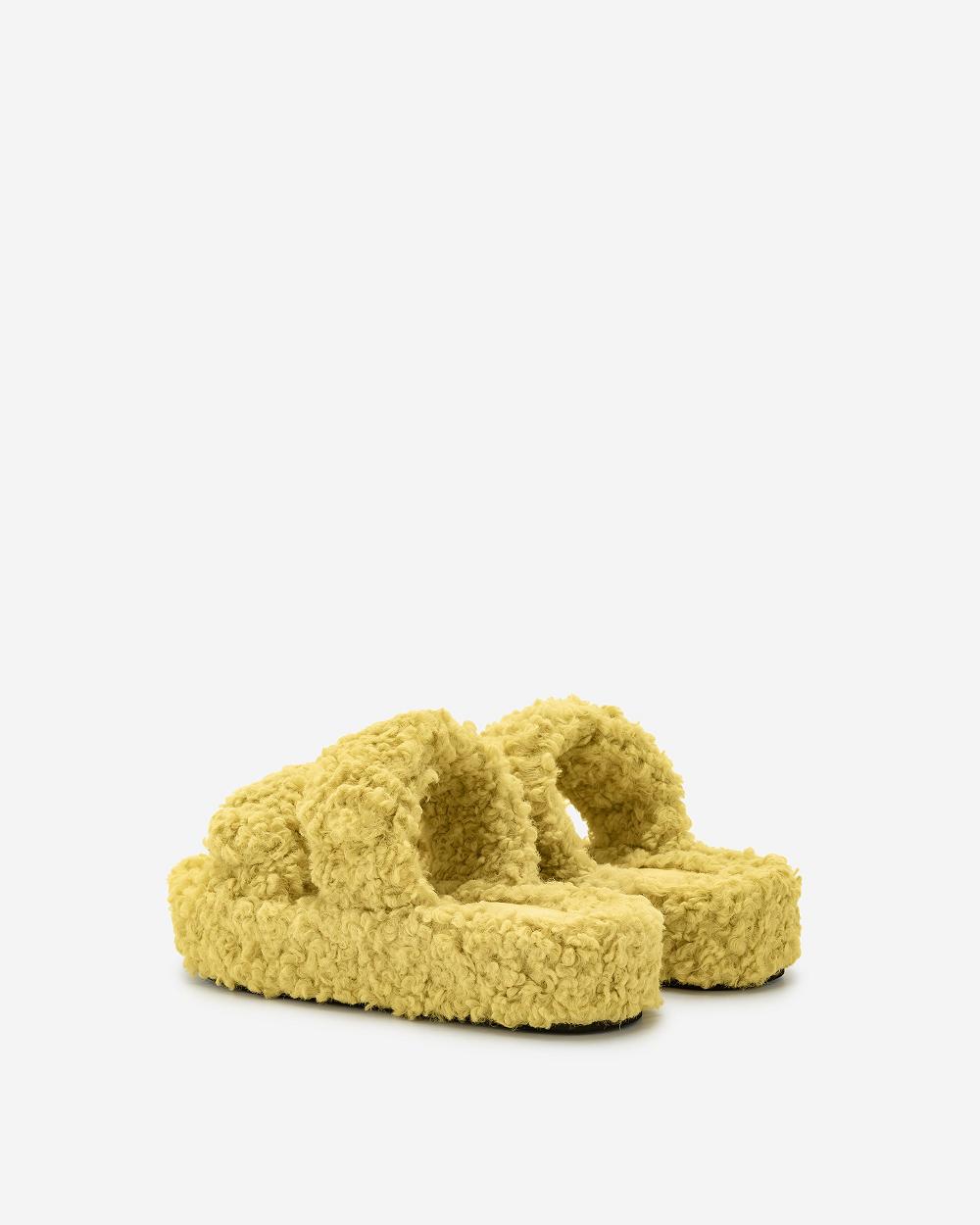 JW PEI Lexi Faux Fur Platform Sandal Women Shoes Yellow | CA1486UT