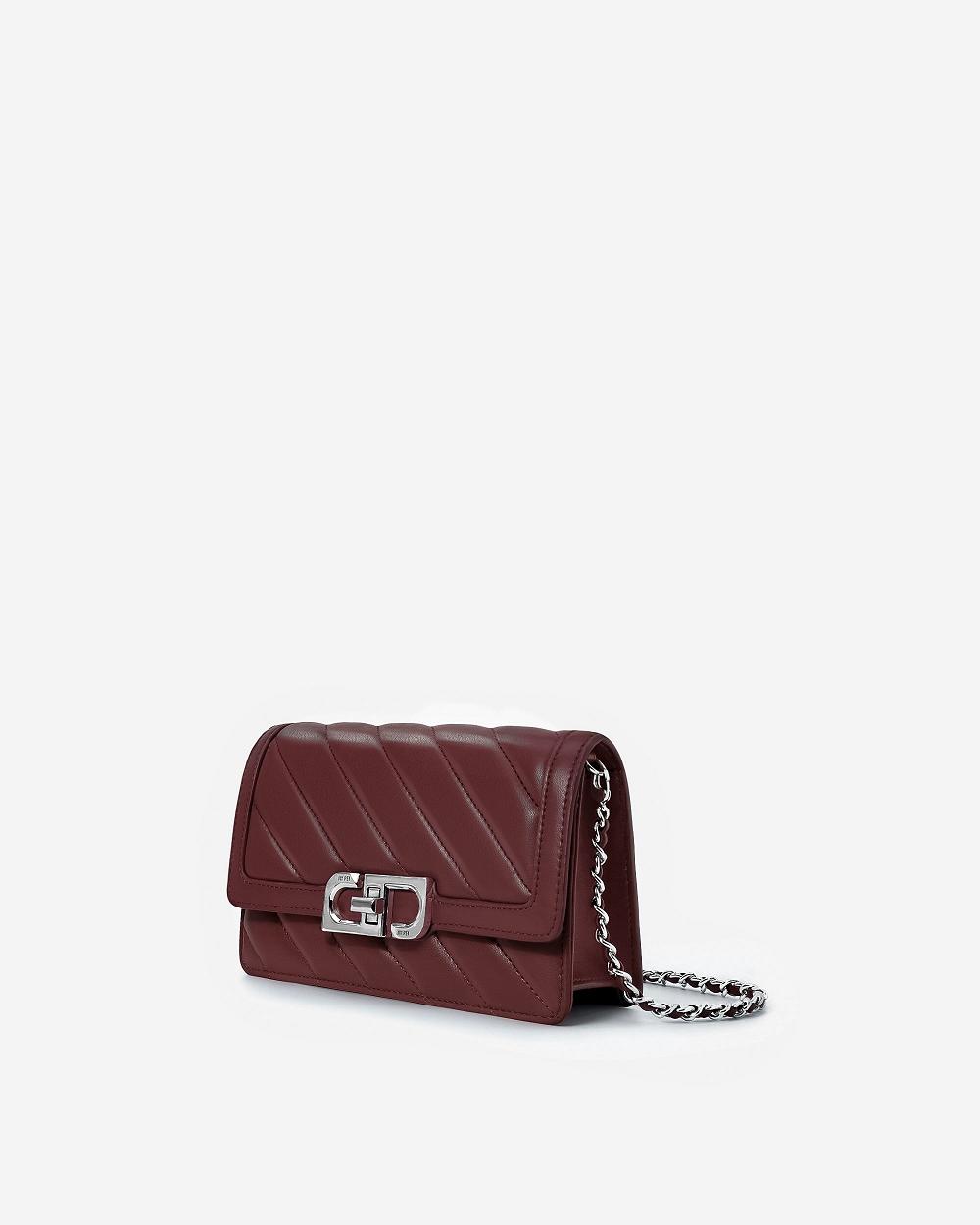 JW PEI Lottie Chain Women Crossbody Bags Burgundy / Red | CA1037MA