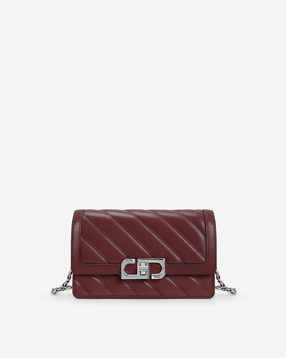 JW PEI Lottie Chain Women Crossbody Bags Burgundy / Red | CA1037MA