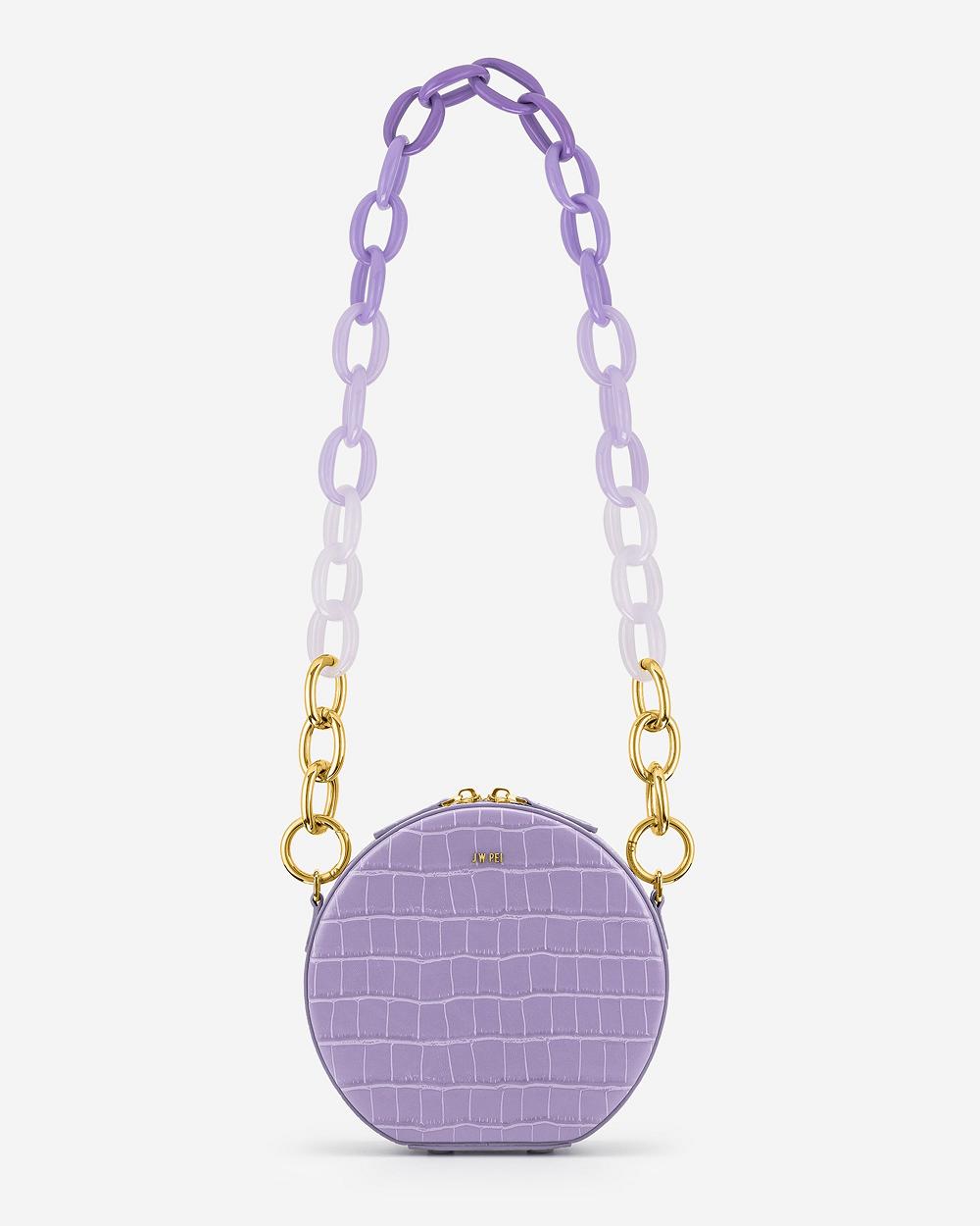 JW PEI Luna Gradient Acrylic Chain Circle Women Shoulder Bags Purple | CA1322NB